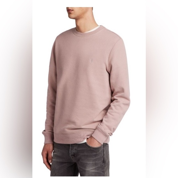 ALL SAINTS MENS crew neck pull over sweatshirt salmon - Picture 1 of 12